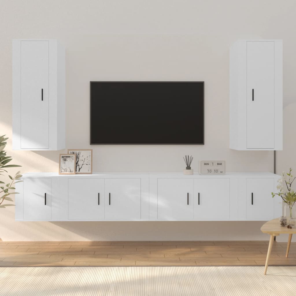 vida XL 6-tlg. TV-Schrank-Set Weiß Holzwerkstoff