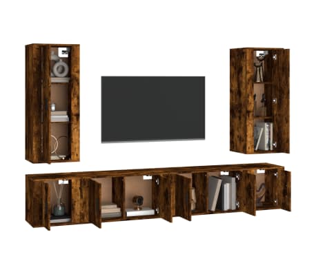 vidaXL 6-tlg. TV-Schrank-Set R&auml;uchereiche Holzwerkstoff