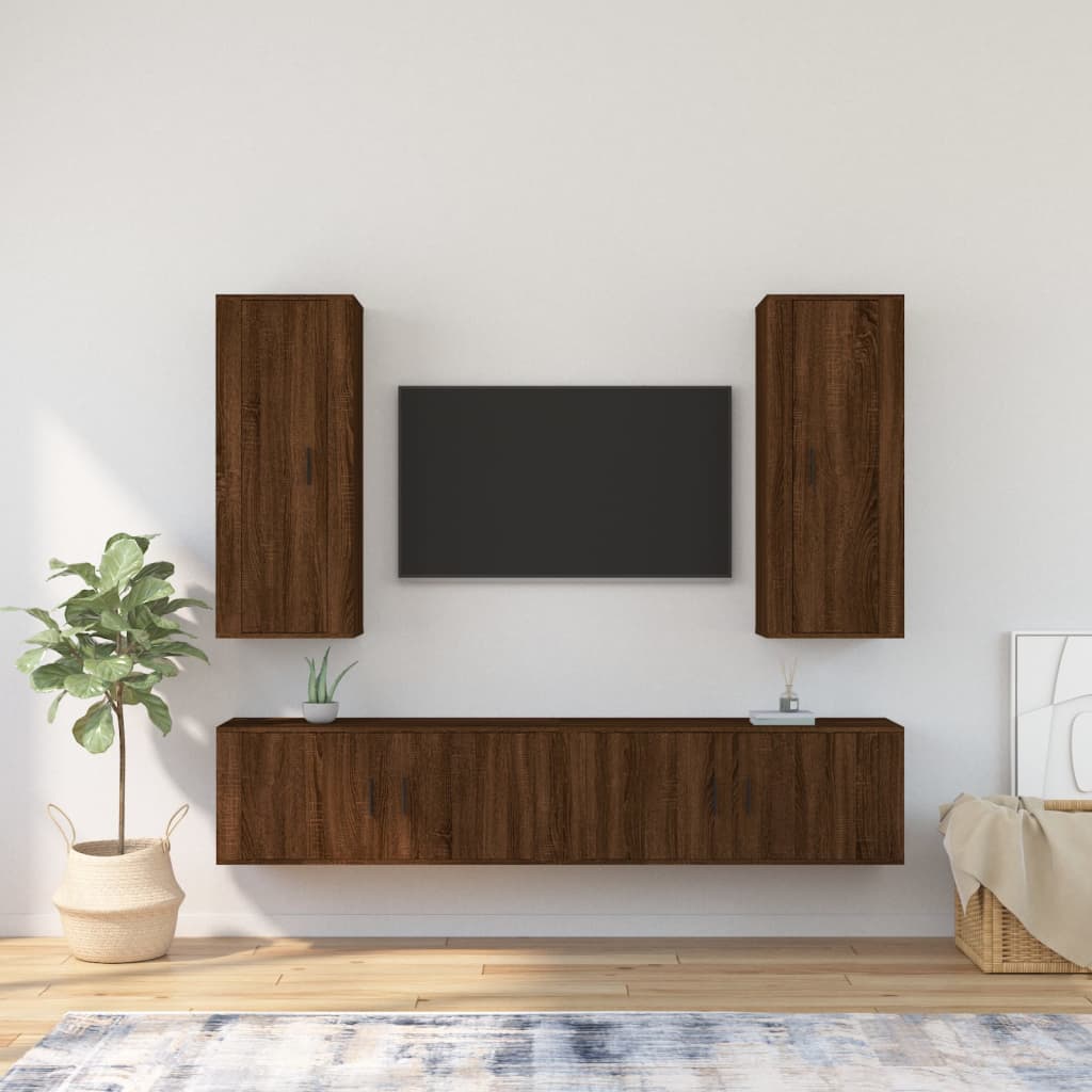 4dílný set TV skříněk hnědý dub kompozitní dřevo