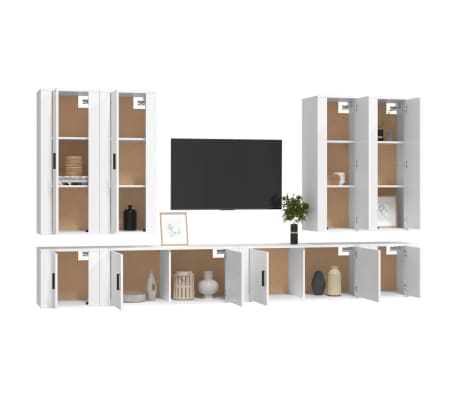 vidaXL 8 Piece TV Cabinet Set White Engineered Wood