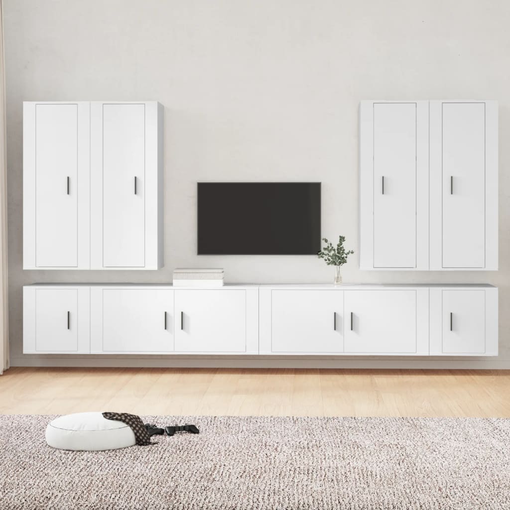 Set de muebles para TV 8 piezas madera contrachapada blanco vidaXL