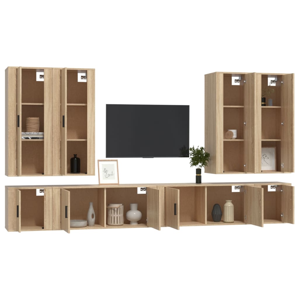 vidaXL 8 Piece TV Cabinet Set Sonoma Oak Engineered Wood