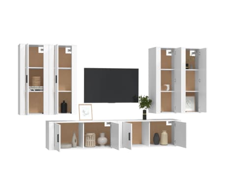 vidaXL 6 Piece TV Cabinet Set White Engineered Wood