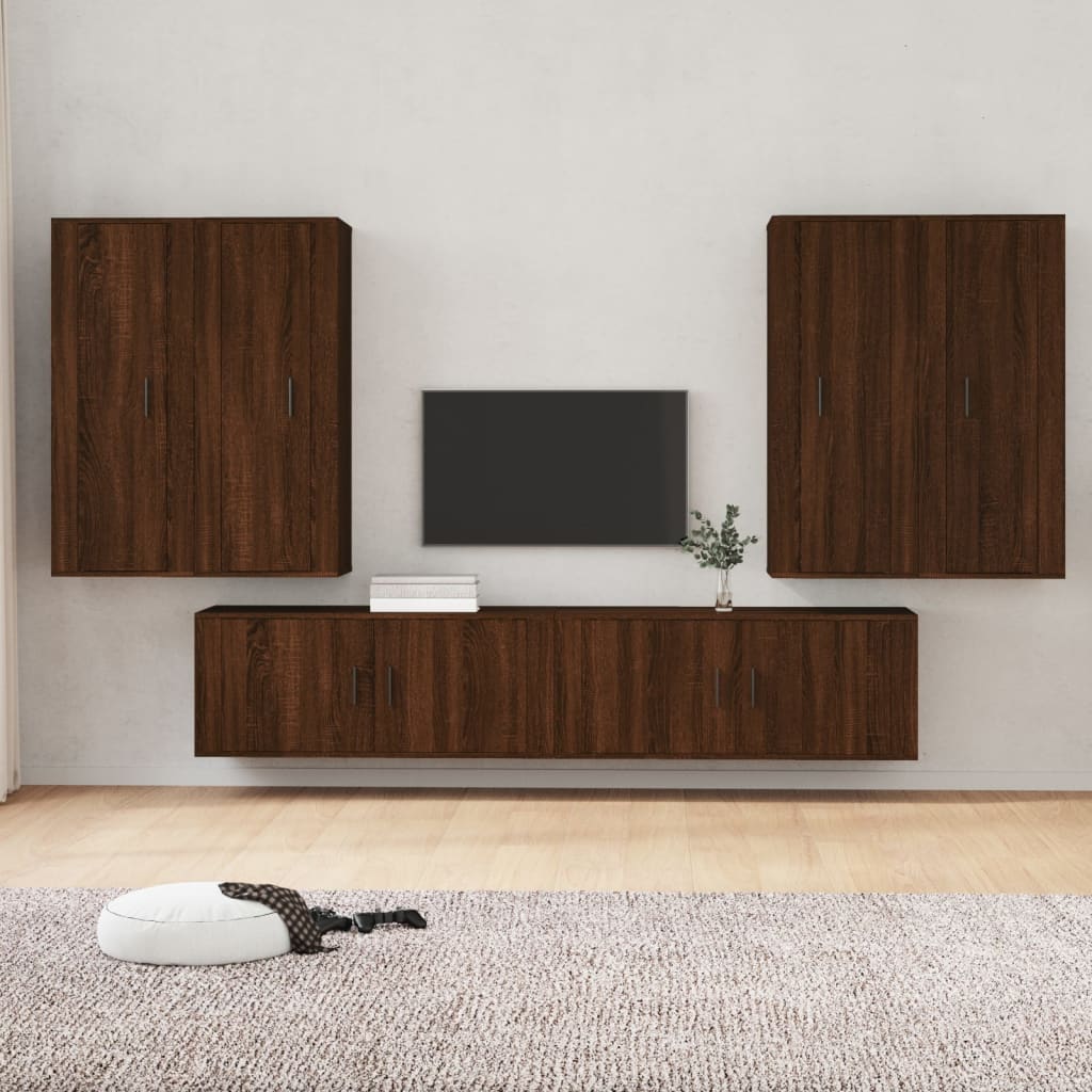 vidaXL Conjunto móveis de TV 6pcs madeira processada carvalho castanho