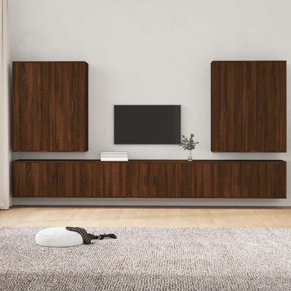 vidaXL Ensemble de meubles TV 7 pcs Chêne marron Bois d'ingénierie