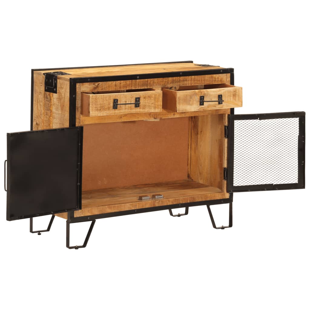 vidaXL Dressoir 80x31x66 cm massief ruw mangohout en metaal