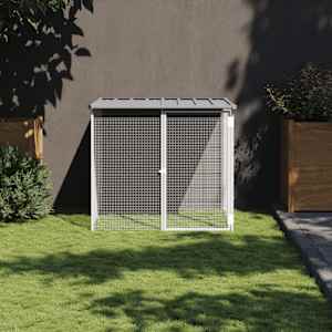 Klec pro kuřata se střechou světle šedá 103 x 98 x 90 cm ocel - obrázek 1