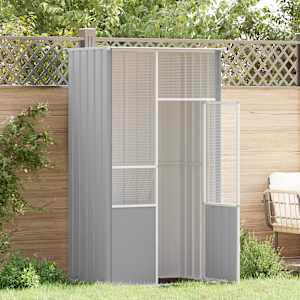 Ptičja kletka siva 115x78x200 cm pocinkano jeklo