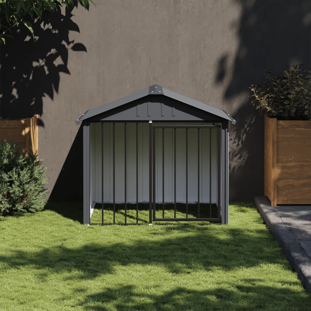 vidaXL Cușcă câine cu acoperiș, negru, 117x103x102 cm, oțel galvanizat