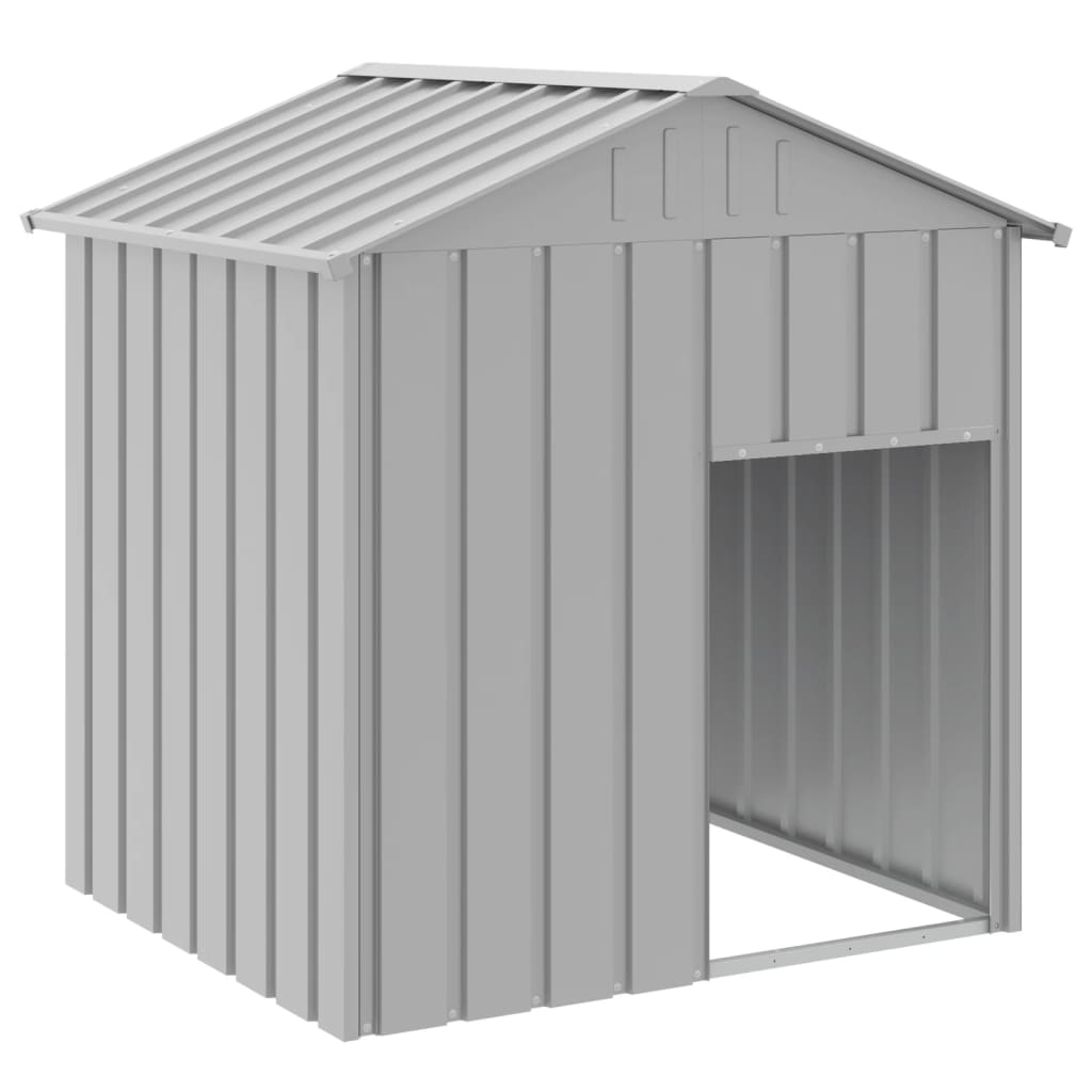 Niche d'extérieur avec toit en Acier Galvanisé gris clair pour chien - 117x103x123 cm