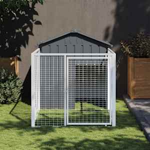 Pasja uta s streho antracitna 117x201x123 cm pocinkano jeklo