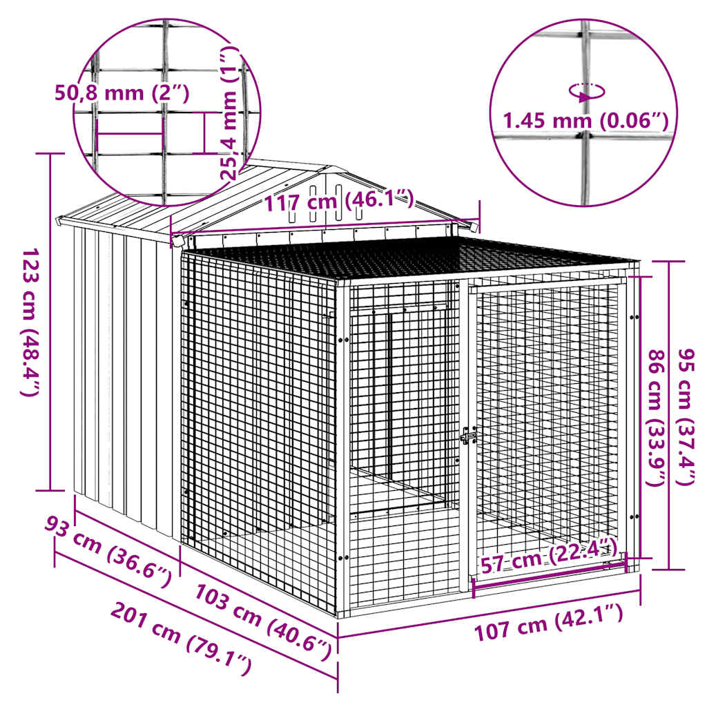 Chicken Coop with Run - Galvanized Steel, Various Sizes and Colors vidaXL - Picture 80 of 82
