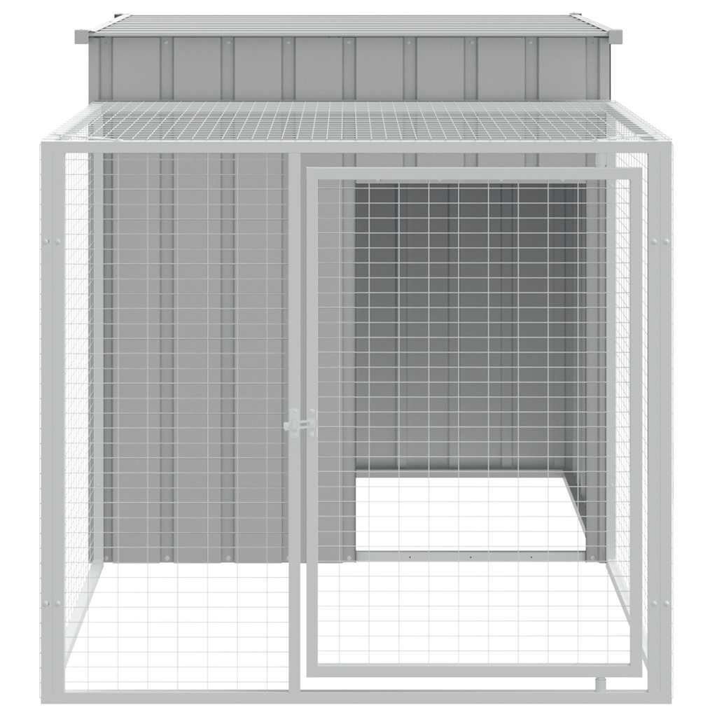 vidaXL Kippenhok met ren 110x201x110 cm gegalvaniseerd staal grijs afbeelding