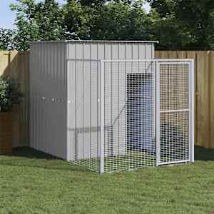 Pasja uta z izhodom svetlo siva 165x251x181 cm pocinkano jeklo