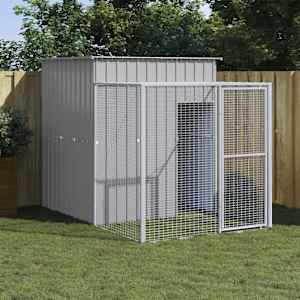 Kokošnjak z izhodom svetlo siv 165x251x181 cm pocinkano jeklo