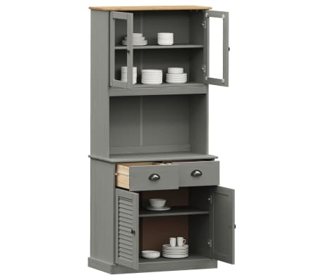 vidaXL Highboard VIGO Grau 78x40x175 cm Massivholz Kiefer