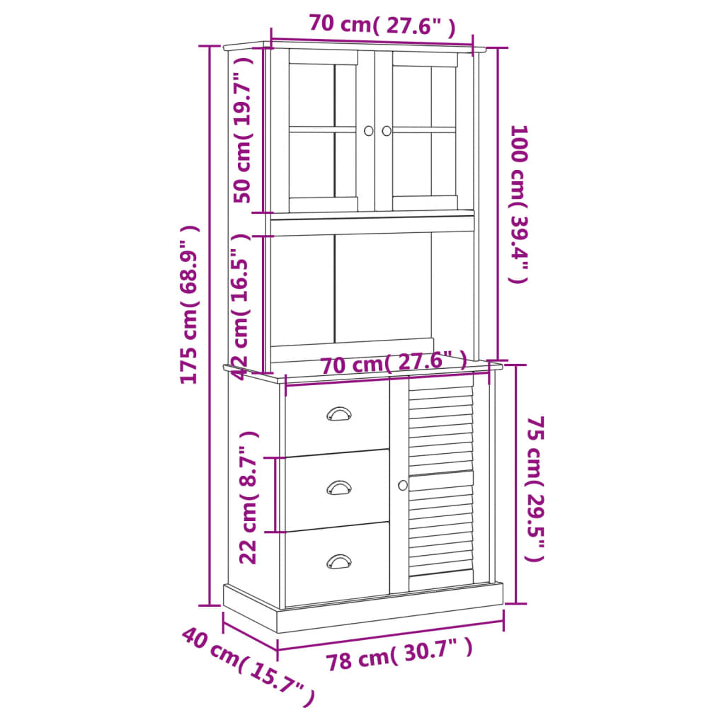 Komoda VIGO Lite Drewno Sosnowe Szary 78x40x175 cm