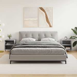 Nočna omarica 2 kosa betonsko siva 40x30x50 cm inženirski les