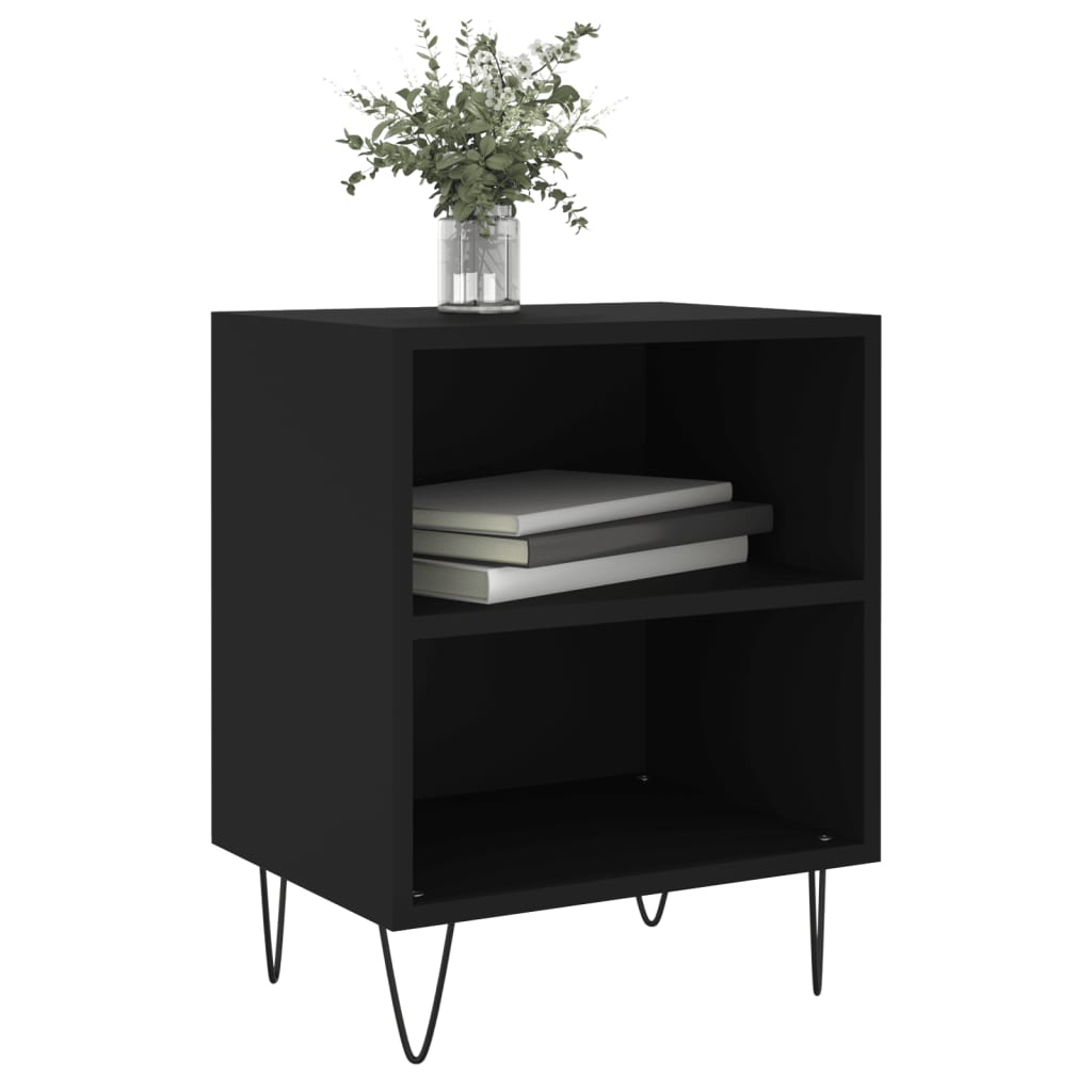 vidaXL Bedside Cabinet Black 40x30x50 cm Engineered Wood