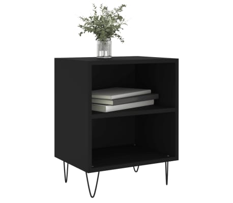 vidaXL Bedside Cabinet Black 40x30x50 cm Engineered Wood