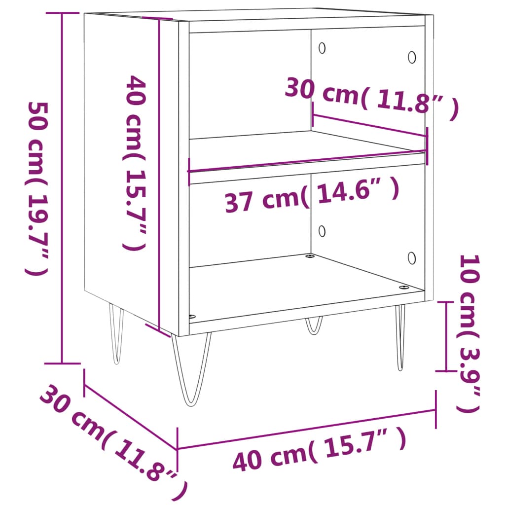 Нощни шкафчета 2 бр черни 40x30x50 см инженерно дърво