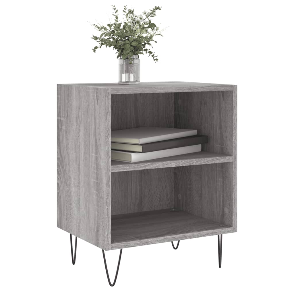 vidaXL Nachtkastjes 2 st 40x30x50 cm bewerkt hout grijs sonoma eiken afbeelding