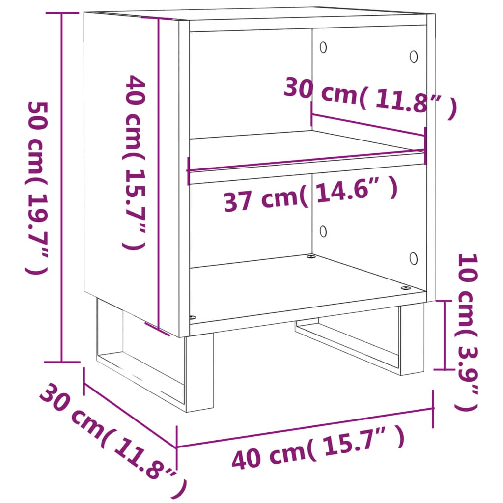 Нощни шкафчета 2 бр черни 40x30x50 см инженерно дърво