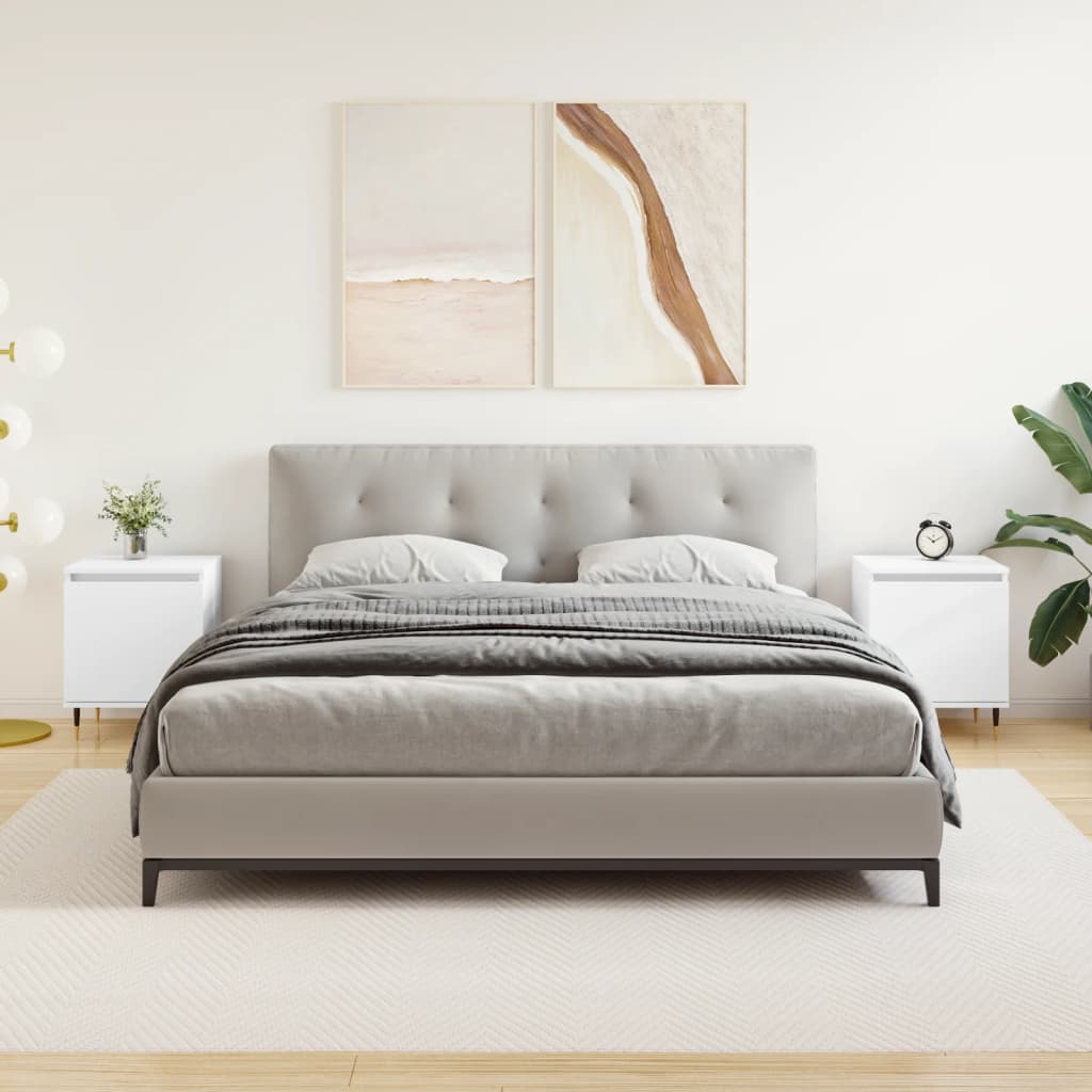 vidaXL Sängbord 2 st vit 40x30x50 cm konstruerat trä