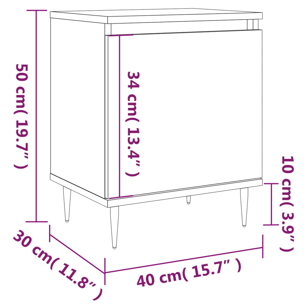 Нощни шкафчета 2 бр опушен дъб 40x30x50 см инженерно дърво