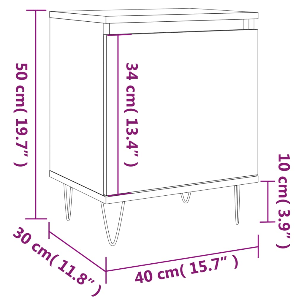 Нощно шкафче бяло 40x30x50 см инженерно дърво