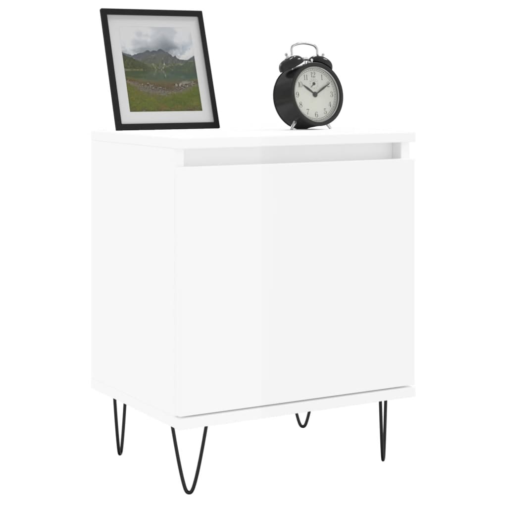 vidaXL Nachtkastje 40x30x50 cm bewerkt hout hoogglans wit afbeelding
