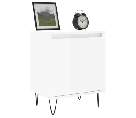 vidaXL Comodino Bianco Lucido 40x30x50 cm in Legno Multistrato