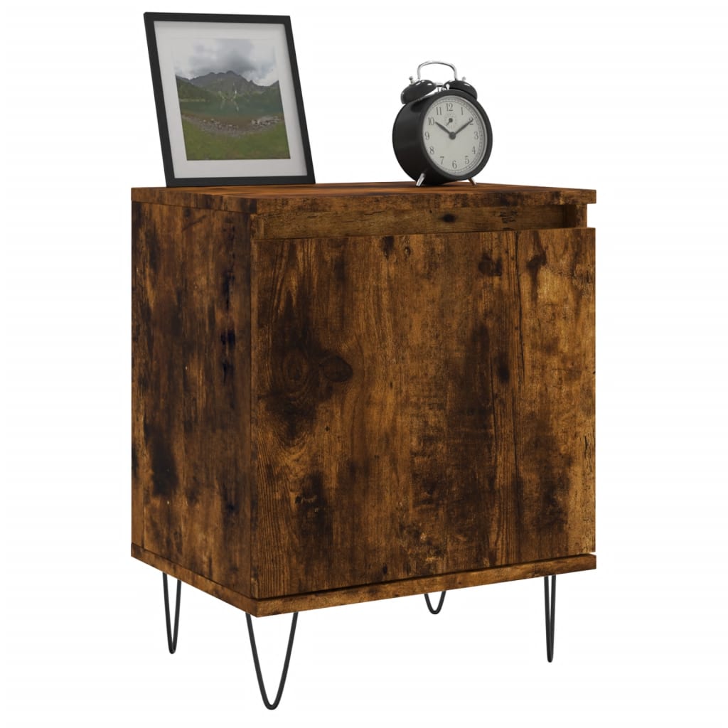 vidaXL Nachtkastje 40x30x50 cm bewerkt hout gerookt eikenkleurig afbeelding