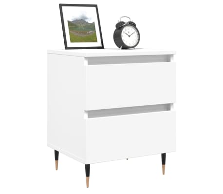 vidaXL Tables de chevet 2 pcs blanc 40x35x50 cm bois d&rsquo;ing&eacute;nierie
