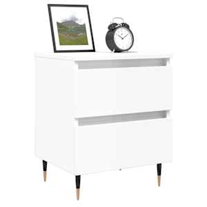 vidaXL Bedside Cabinet Set of 2 High gloss white Engineered wood, metal