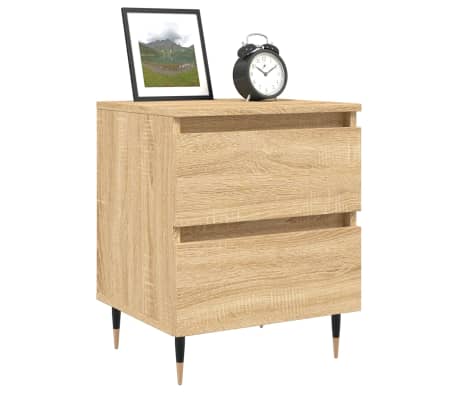 vidaXL Bedside Cabinet Set of 2 Sonoma oak Engineered wood, Iron Small