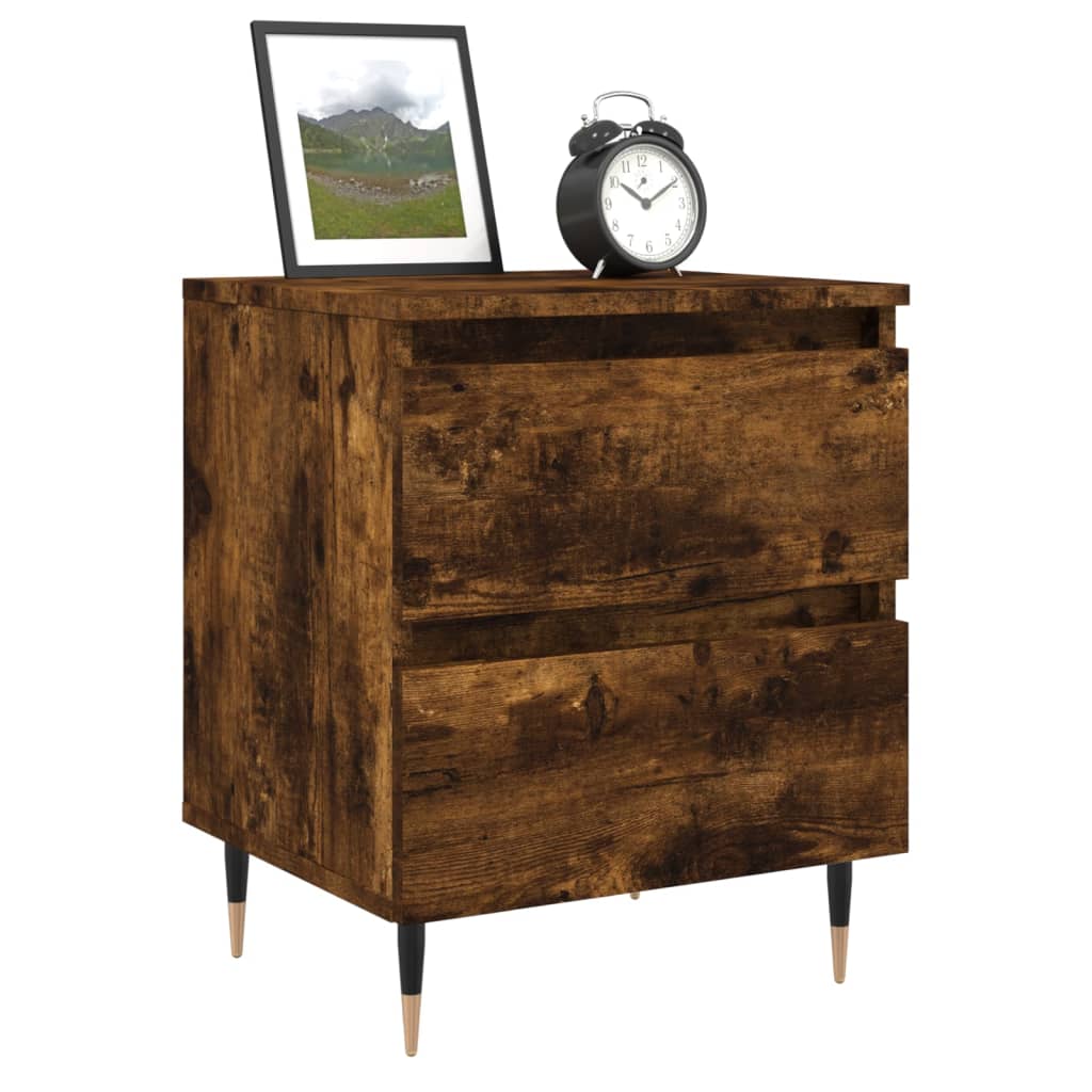 vidaXL Bedside Cabinet Smoked Oak 40x35x50 cm Engineered Wood