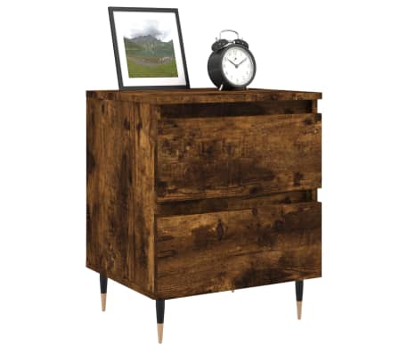 vidaXL Bedside Cabinet Smoked Oak 40x35x50 cm Engineered Wood