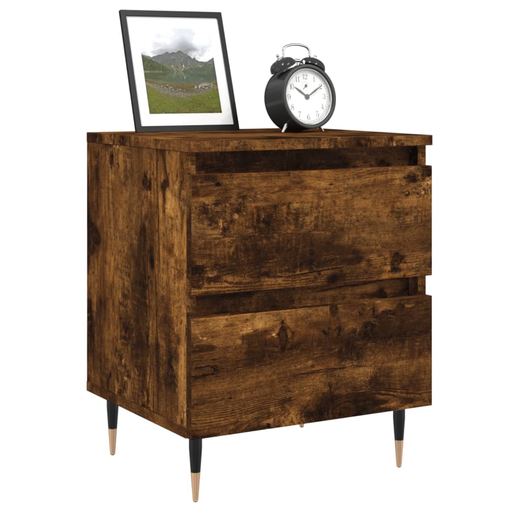 vidaXL Nachtkastjes 2 st 40x35x50 cm bewerkt hout gerookt eikenkleurig afbeelding