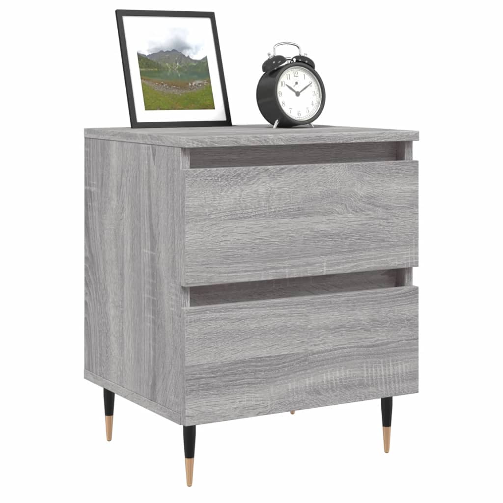 vidaXL Nachtkastjes 2 st 40x35x50 cm bewerkt hout grijs sonoma eiken afbeelding