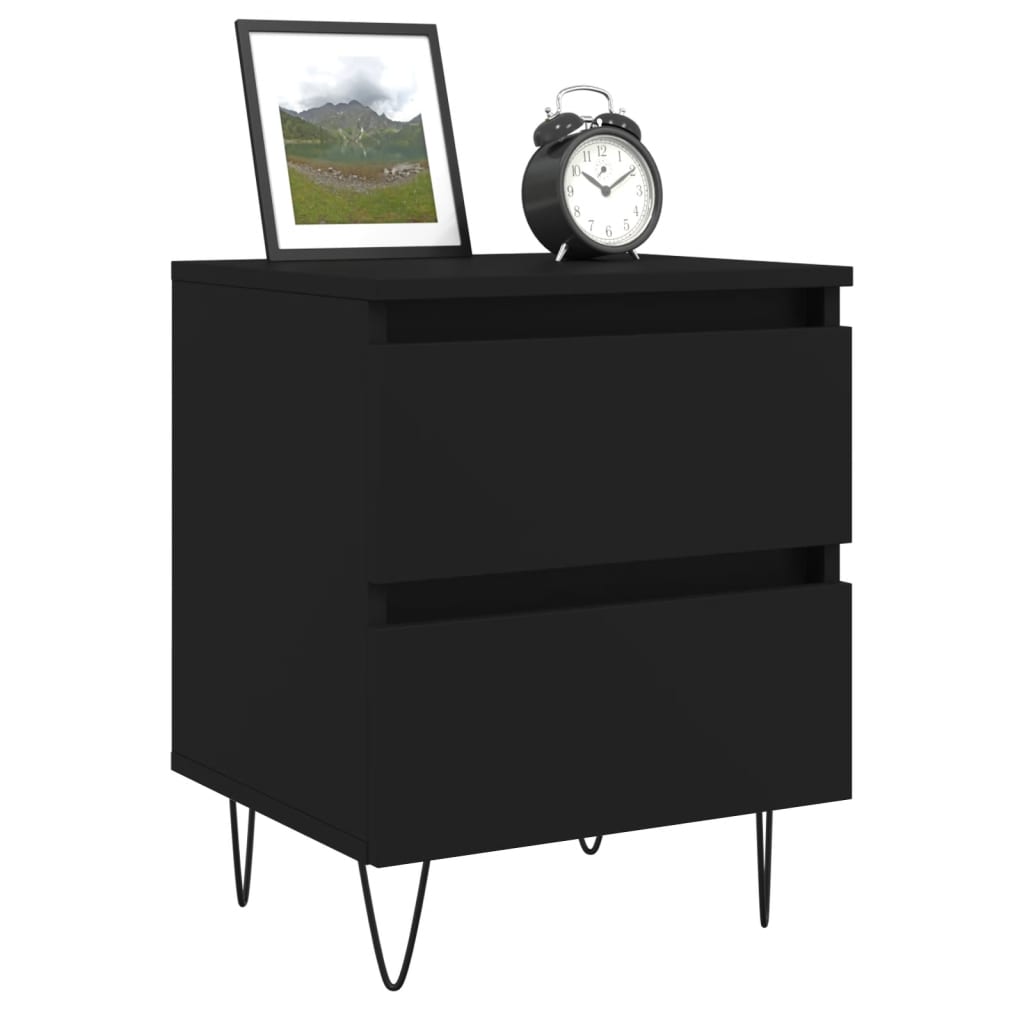 vidaXL Bedside Cabinet Black 40x35x50 cm Engineered Wood