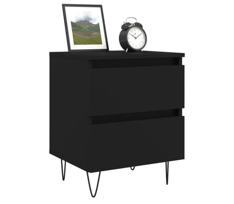 vidaXL Bedside Cabinet Black 40x35x50 cm Engineered Wood