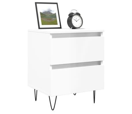 vidaXL Y&ouml;p&ouml;yt&auml; korkeakiilto valkoinen 40x35x50 cm tekninen puu