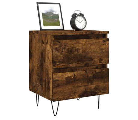 vidaXL Mesa de cabeceira 40x35x50 cm derivados madeira carvalho fumado