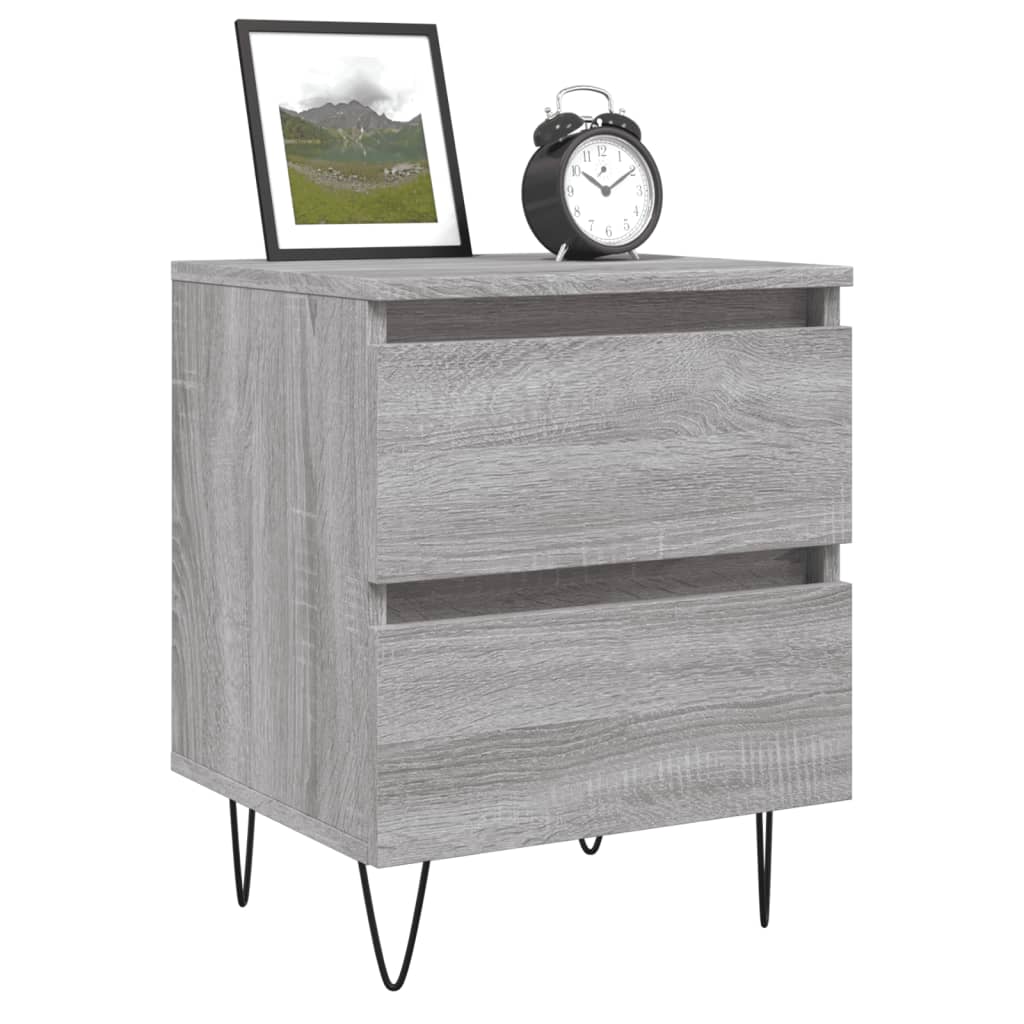 vidaXL Nachtkastje 40x35x50 cm bewerkt hout grijs sonoma eikenkleurig afbeelding