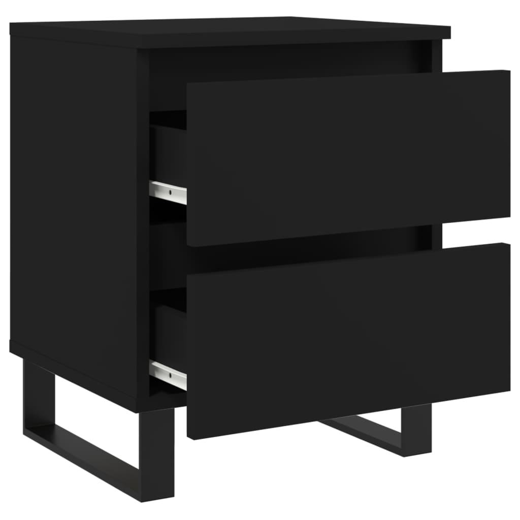 Нощно шкафче, черно, 40x35x50 cm инженерно дърво