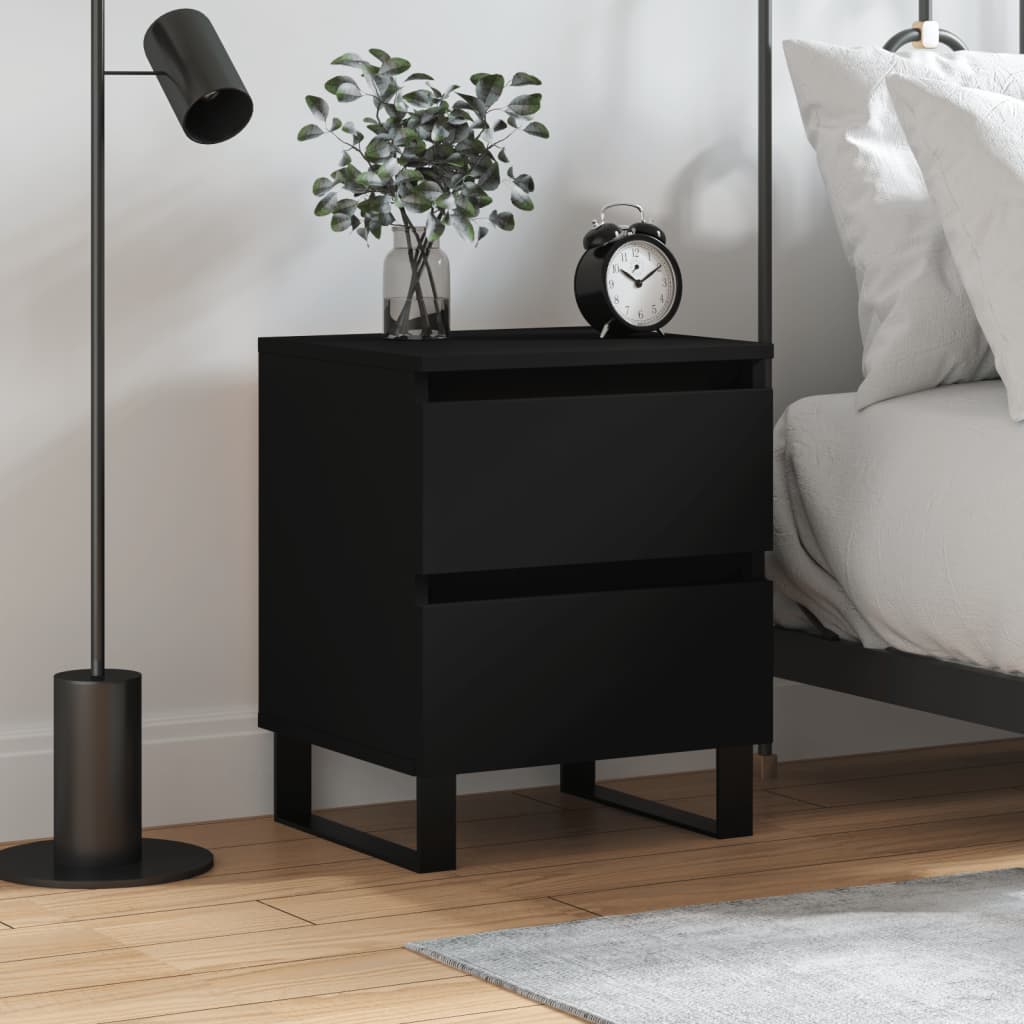 Нощно шкафче, черно, 40x35x50 cm инженерно дърво