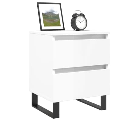 vidaXL Bedside Cabinets 2 pcs High Gloss White 40x35x50 cm Engineered Wood