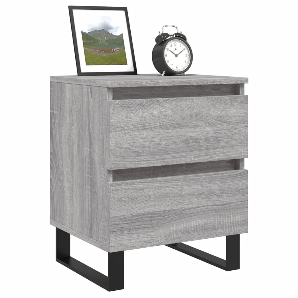 vidaXL Nachtkastje 40x35x50 cm bewerkt hout grijs sonoma eikenkleurig