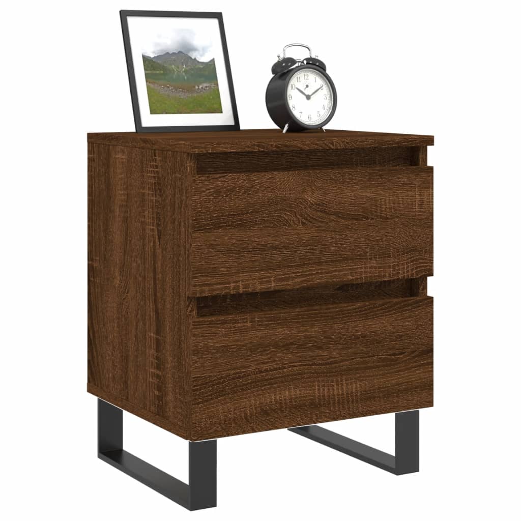 vidaXL Nachtkastjes 2 st 40x35x50 cm bewerkt hout bruin eikenkleur afbeelding